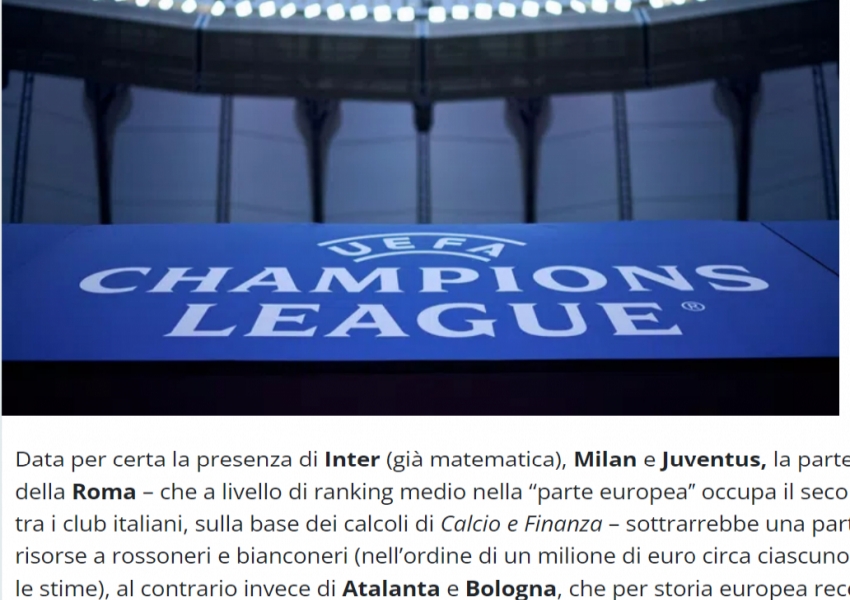 Roma's Success in Serie A's Battle for Fifth Could Cost Milan and Juventus But Won't Affect Inter-2